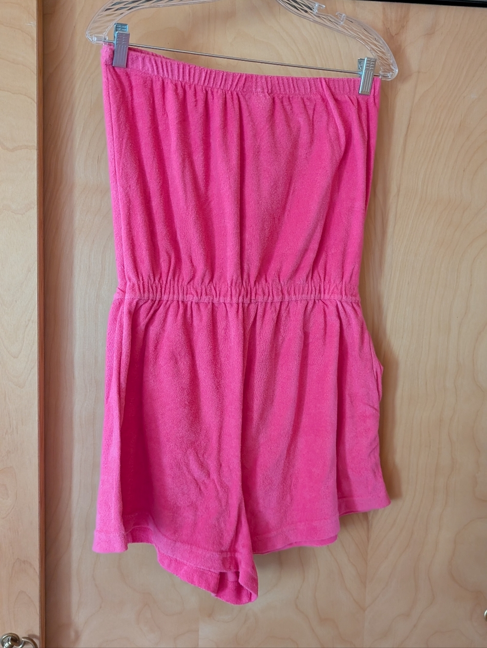 Y2K Granada Hot Pink Strapless Terrycloth Romper